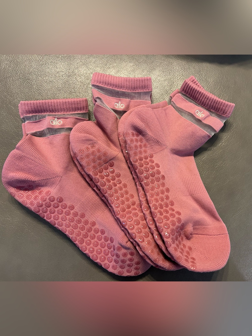 3 pairs of ALO Yoga Pulse Grip Socks wild rose